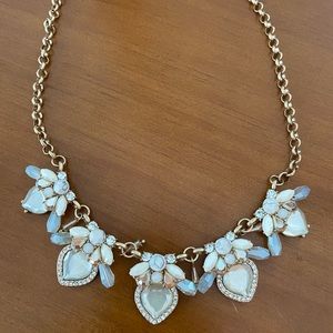 Gold and White Opaque Stone Statement Necklace